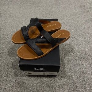 New in box Coach Black Leather Sandals